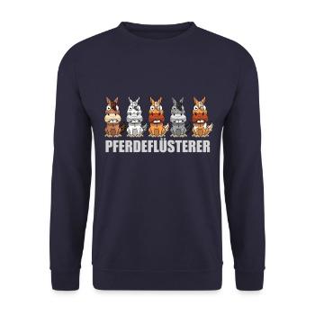 Pferdeflüsterer Pferde Reiten lustig Pferd - Unisex Pullover - Navy - Vorne - Alina (178cm) & Michal (187cm)