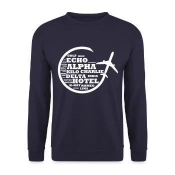 Pilot Alphabet Pilot Gift - Unisex Sweatshirt - navy - Front - Alina (178cm) & Michal (187cm)