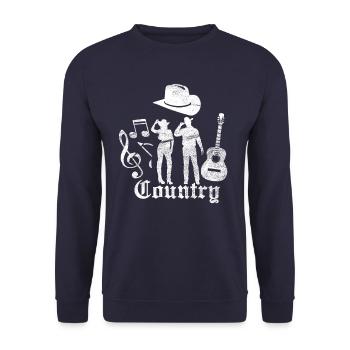 T-shirt Country Music Western - Sweat-shirt Unisexe - marine - Devant - Alina (178cm) & Michal (187cm)