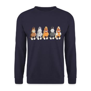 Reiten Pferde lustig Geschenk - Unisex Pullover - Navy - Vorne - Alina (178cm) & Michal (187cm)