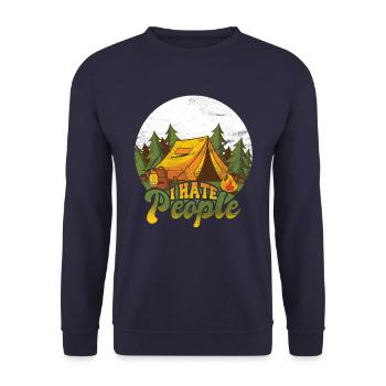 I hate people camping camper camping - Unisex Sweatshirt - navy - Front - Alina (178cm) & Michal (187cm)