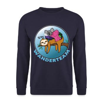 Wanderteam Wandern Faultier - Unisex Pullover - Navy - Vorne - Alina (178cm) & Michal (187cm)