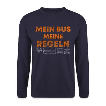 Busfahrer Bus Spruch - Unisex Pullover - Navy - Vorne - Alina (178cm) & Michal (187cm)