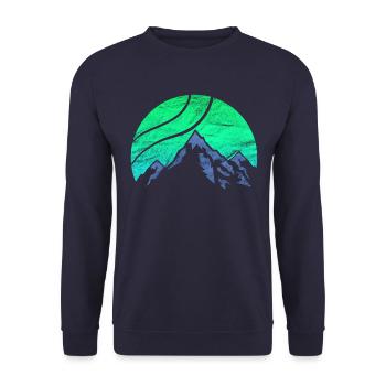 Wandern Berge vintage Shirt - Unisex Pullover - Navy - Vorne - Alina (178cm) & Michal (187cm)