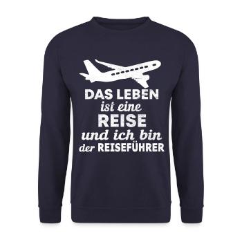 Reise Flugzeug Pilot Spruch - Unisex Pullover - Navy - Vorne - Alina (178cm) & Michal (187cm)