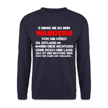 Wandern lustiger Spruch - Unisex Pullover - Navy - Vorne - Alina (178cm) & Michal (187cm)