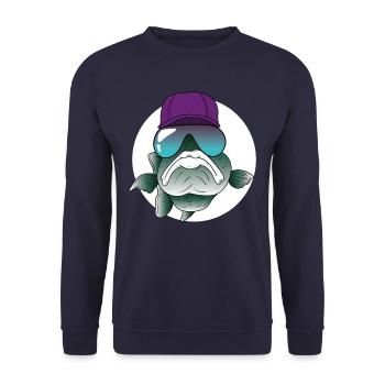 Poisson cool avec lunettes de soleil et cap - Sweat-shirt Unisexe - marine - Devant - Alina (178cm) & Michal (187cm)
