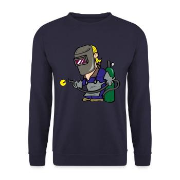Welder welder welder t shirt gift - Unisex Sweatshirt - navy - Front - Alina (178cm) & Michal (187cm)