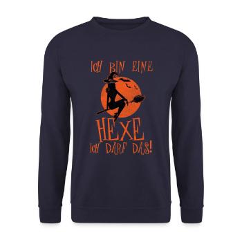 Ich bin eine Hexe ich darf das - Unisex Pullover - Navy - Vorne - Alina (178cm) & Michal (187cm)