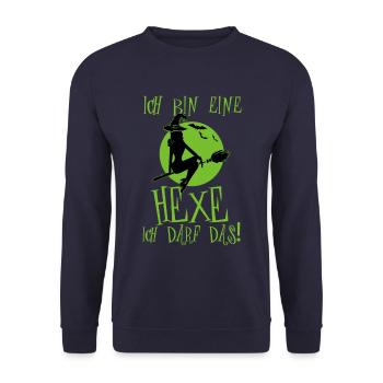 Ich bin eine Hexe ich darf das - Unisex Pullover - Navy - Vorne - Alina (178cm) & Michal (187cm)