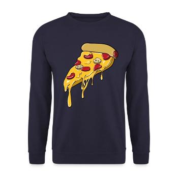 Pizza Liebe Pizzastück - Unisex Pullover - Navy - Vorne - Alina (178cm) & Michal (187cm)