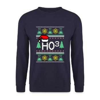 Ho ho ho Weihnachten - Unisex Pullover - Navy - Vorne - Alina (178cm) & Michal (187cm)