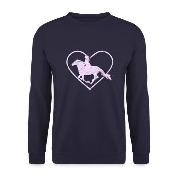 Reiten Pferde - Unisex Pullover - Navy - Vorne - Alina (178cm) & Michal (187cm)