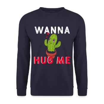 Kaktus wanna hug me - Unisex Pullover - Navy - Vorne - Alina (178cm) & Michal (187cm)