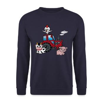 Tracteur fermier - Sweat-shirt Unisexe - marine - Devant - Alina (178cm) & Michal (187cm)