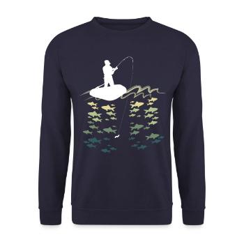 Fishing Anglers - Unisex Sweatshirt - navy - Front - Alina (178cm) & Michal (187cm)