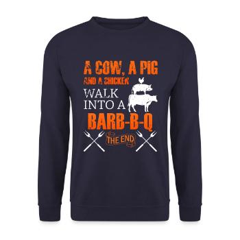 BBQ BBQ BBQ - Unisex Sweatshirt - navy - Front - Alina (178cm) & Michal (187cm)