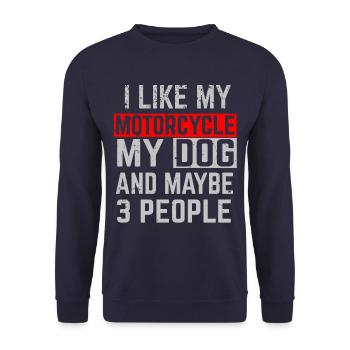 Motorradfahrer Hunde Hund Spruch - Unisex Pullover - Navy - Vorne - Alina (178cm) & Michal (187cm)