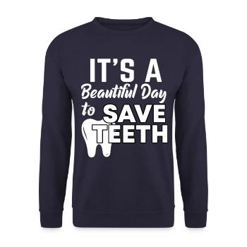 Zahnarzt lustiger Spruch - Unisex Pullover - Navy - Vorne - Alina (178cm) & Michal (187cm)