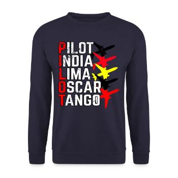 Pilot Pilot Alphabet - Unisex Sweatshirt - navy - Front - Alina (178cm) & Michal (187cm)