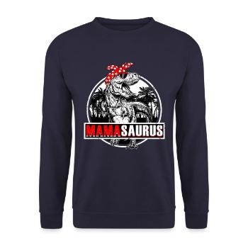 Mamasaurus Dinosaurier Mutter - Unisex Pullover - Navy - Vorne - Alina (178cm) & Michal (187cm)