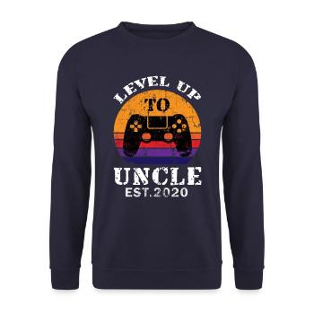 Level up to Uncle Expectcoming Uncle Saying - Unisex Sweatshirt - navy - Front - Alina (178cm) & Michal (187cm)