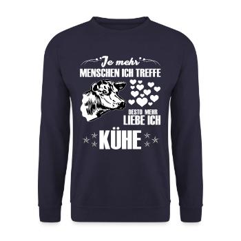 Kühe Geschenk - Unisex Pullover - Navy - Vorne - Alina (178cm) & Michal (187cm)