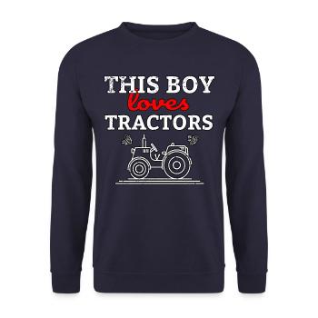 Tracteur tracteurs agriculteur garçons enfants cadeau - Sweat-shirt Unisexe - marine - Devant - Alina (178cm) & Michal (187cm)