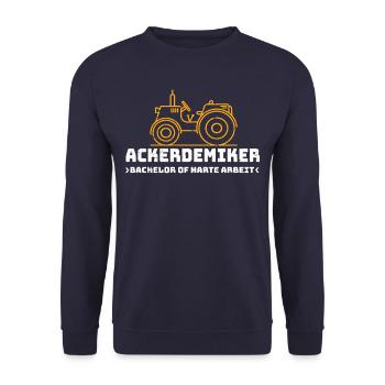 Landwirt Spruch - Unisex Pullover - Navy - Vorne - Alina (178cm) & Michal (187cm)