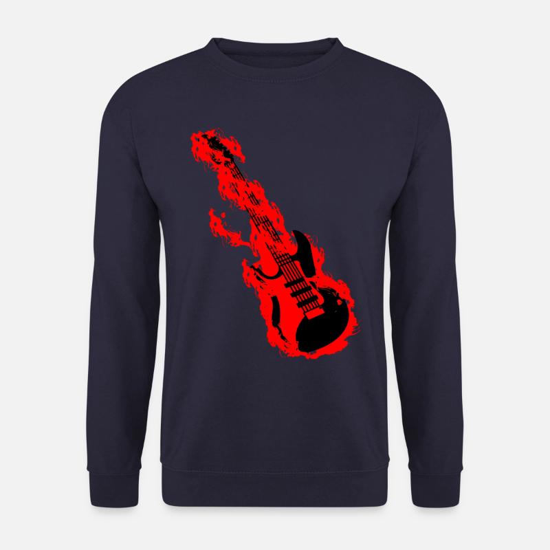 Gitarre in Flammen Rocker Rock and Roll Gitarrist - Unisex Pullover - Navy