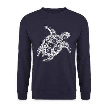 Schildkröte Geschenk - Unisex Pullover - Navy - Vorne - Alina (178cm) & Michal (187cm)