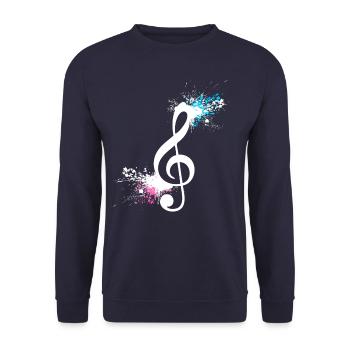 Musiknote Violinschlüssel Musiker Geschenk - Unisex Pullover - Navy - Vorne - Alina (178cm) & Michal (187cm)