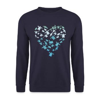 Schildkröte Liebe - Unisex Pullover - Navy - Vorne - Alina (178cm) & Michal (187cm)