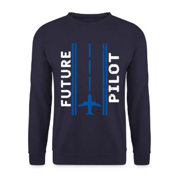 Pilot Flugzeug Piloten - Unisex Pullover - Navy - Vorne - Alina (178cm) & Michal (187cm)