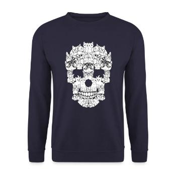 Chat chats crâne et os croisés - Sweat-shirt Unisexe - marine - Devant - Alina (178cm) & Michal (187cm)
