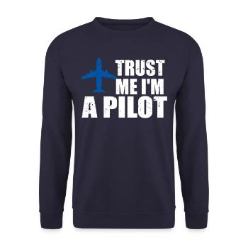 Trust me im a Pilot - Unisex Pullover - Navy - Vorne - Alina (178cm) & Michal (187cm)