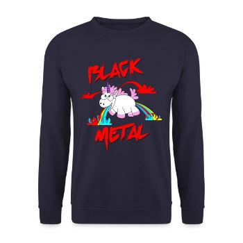 Drôle licorne métal noir - Sweat-shirt Unisexe - marine - Devant - Alina (178cm) & Michal (187cm)