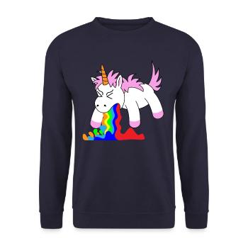 Lustiges Einhorn Einhörner - Unisex Pullover - Navy - Vorne - Alina (178cm) & Michal (187cm)