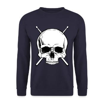 Crâne de tambours de batteur - Sweat-shirt Unisexe - marine - Devant - Alina (178cm) & Michal (187cm)