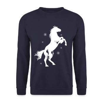 Pferde Reiten Pferd - Unisex Pullover - Navy - Vorne - Alina (178cm) & Michal (187cm)