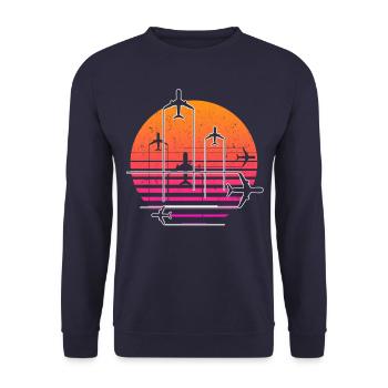 Avion Pilote de vol - Sweat-shirt Unisexe - marine - Devant - Alina (178cm) & Michal (187cm)