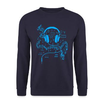 Musikliebhaber Musik Kopfhörer - Unisex Pullover - Navy - Vorne - Alina (178cm) & Michal (187cm)
