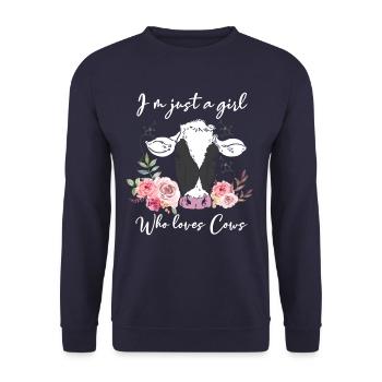 Juste une fille qui vaches aime la vache - Sweat-shirt Unisexe - marine - Devant - Alina (178cm) & Michal (187cm)