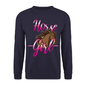 Cheval fille chevaux - Sweat-shirt Unisexe - marine - Devant - Alina (178cm) & Michal (187cm)