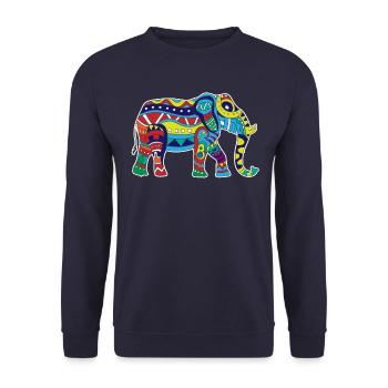Éléphant coloré - Sweat-shirt Unisexe - marine - Devant - Alina (178cm) & Michal (187cm)