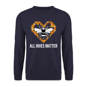 Bienen Imker Imkerei - Unisex Pullover - Navy - Vorne - Alina (178cm) & Michal (187cm)