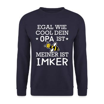 Egal wie cool dein Opa ist Imker Bienen - Unisex Pullover - Navy - Vorne - Alina (178cm) & Michal (187cm)