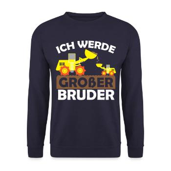 Ich Werde Großer Bruder Bagger - Unisex Pullover - Navy - Vorne - Alina (178cm) & Michal (187cm)