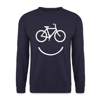 Lustiges Fahrrad Fahren Gesicht Biker Geschenkidee - Unisex Pullover - Navy - Vorne - Alina (178cm) & Michal (187cm)