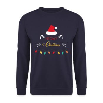 Chats de Noël Meowy Chat de Noël - Sweat-shirt Unisexe - marine - Devant - Alina (178cm) & Michal (187cm)
